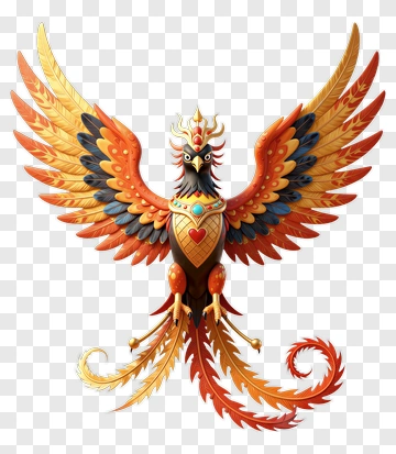 Colorful Phoenix With Ornate Feathers PNG