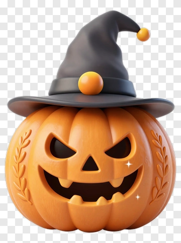 Halloween Pumpkin With Witch Hat PNG