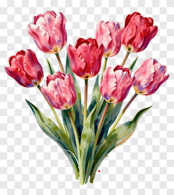 Colorful Tulip Bouquet PNG