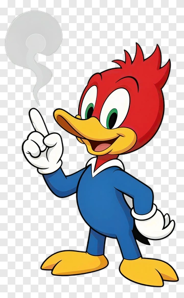 Cartoon Woodpecker Pointing With A Thought Bubble PNG