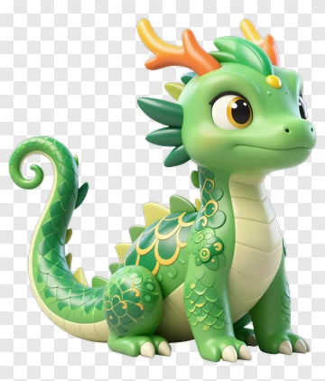 Cartoon Dragon With Colorful Scales PNG