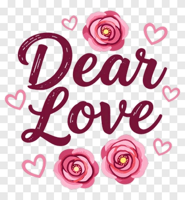 Dear Love With Pink Roses And Hearts PNG