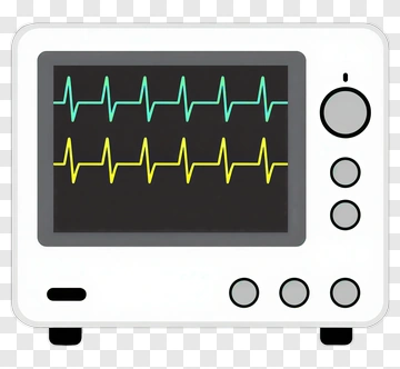 Medical Monitor Displaying Heartbeat Waves PNG