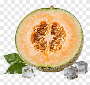 Fresh Cantaloupe With Ice Cubes PNG