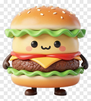 Cartoon Hamburger Character PNG