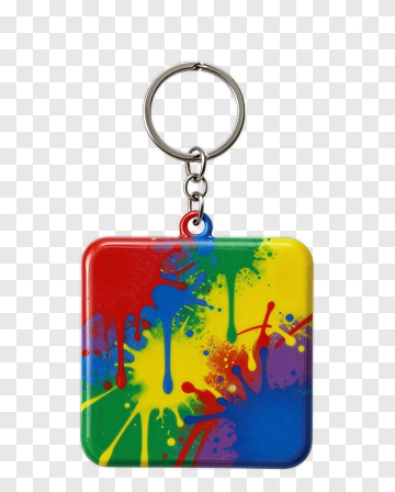Colorful Keychain With Paint Splatter Design PNG