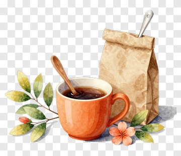 Watercolor Coffee Cup And Brown Paper Bag PNG