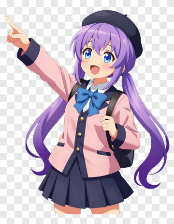 Anime Girl Pointing In A School Uniform PNG