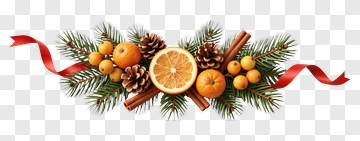 Christmas Decorative Arrangement With Oranges And Pinecones PNG