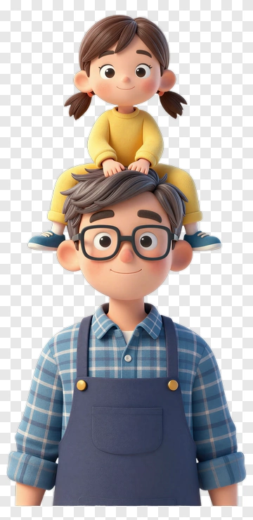 Cartoon Father And Daughter Together PNG