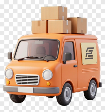 3D Delivery Van With Boxes PNG