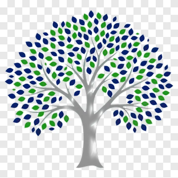 Colorful Tree With Green And Blue Leaves PNG