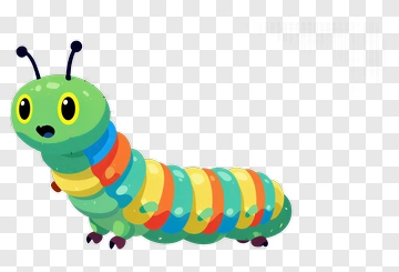Colorful Cartoon Caterpillar PNG