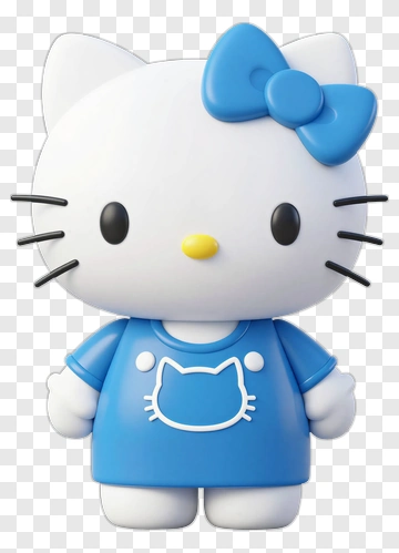 Hello Kitty Figure In Blue Outfit PNG