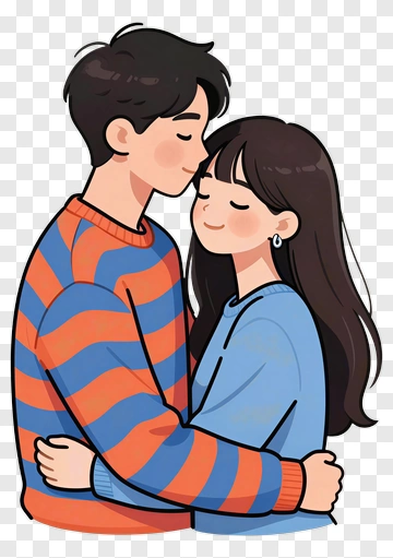 Happy Couple Embracing Each Other PNG