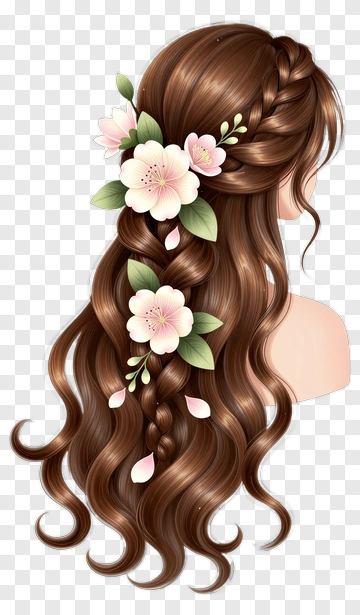Bridal Hairstyle With Flowers PNG