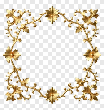 Gold Floral Decorative Frame PNG