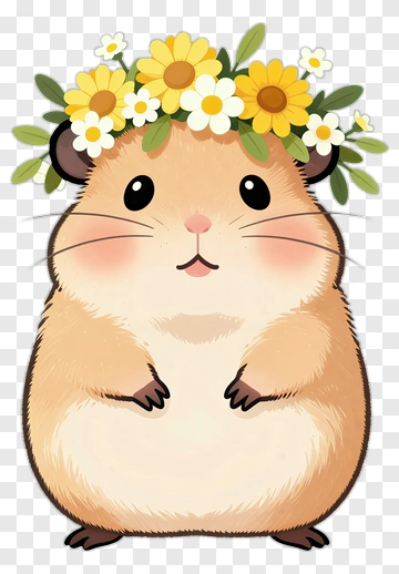 Cute Hamster With A Flower Crown PNG