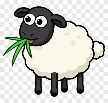 Cartoon Sheep Eating Grass PNG