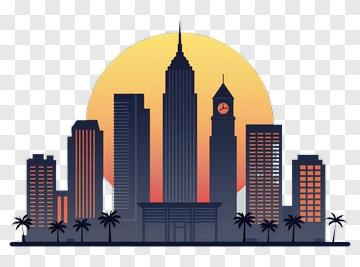 City Skyline At Sunset PNG