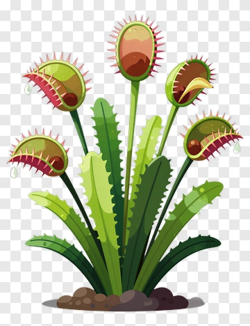 Venus Flytrap Plant With Open Traps PNG