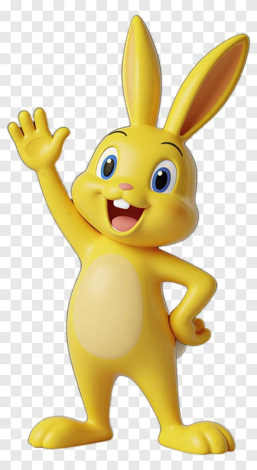 Cartoon Yellow Rabbit Waving PNG