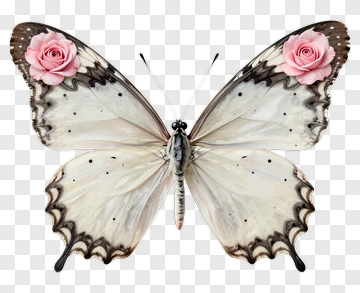 Butterfly With Pink Roses PNG