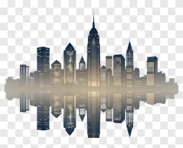City Skyline Reflection PNG