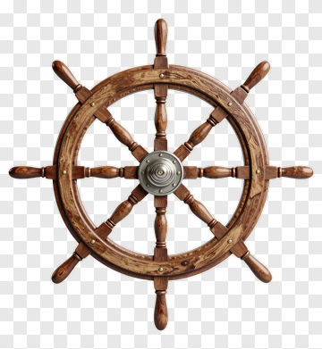 Wooden Ship Steering Wheel PNG