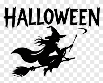 Halloween Witch Flying On A Broomstick PNG