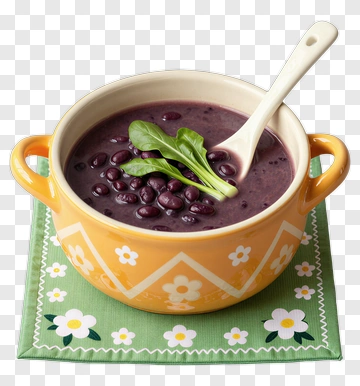 Black Bean Soup In A Colorful Bowl PNG