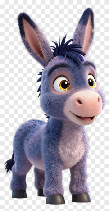 Cartoon Donkey With A Happy Expression PNG
