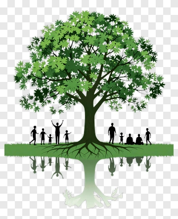 Family Tree With Silhouettes Of People PNG