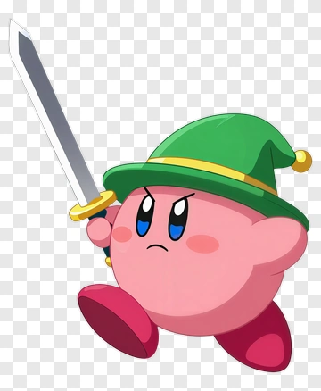 Kirby Holding A Sword PNG
