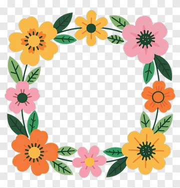Colorful Flower Wreath PNG