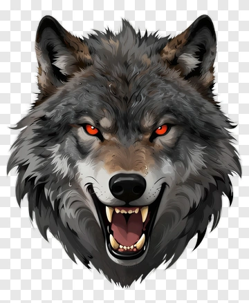 Angry Wolf Head Illustration PNG