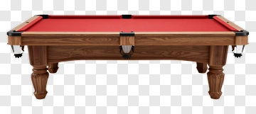 Wooden Pool Table With Red Felt PNG