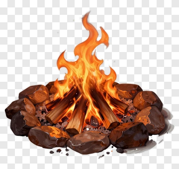 Campfire With Flames And Rocks PNG
