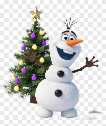 Snowman With Christmas Tree PNG