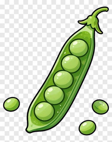 Cartoon Pea Pod With Green Peas PNG
