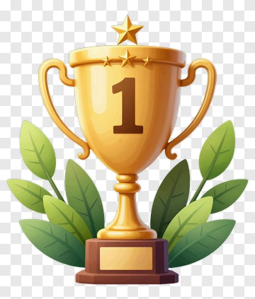 Gold Trophy With Leaves PNG