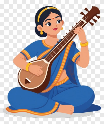 Cartoon Musician Playing A Sitar PNG