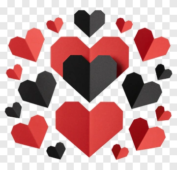Colorful Paper Hearts PNG