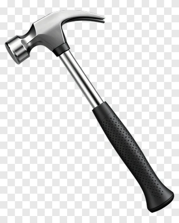 Metal Hammer With Black Handle PNG