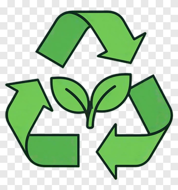 Recycling Symbol With Green Leaves PNG