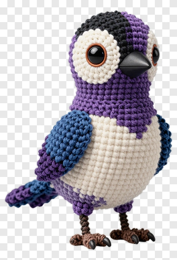 Crochet Bird With Colorful Feathers PNG