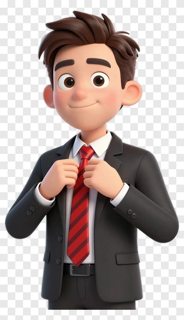 Cartoon Businessman Adjusting His Tie PNG
