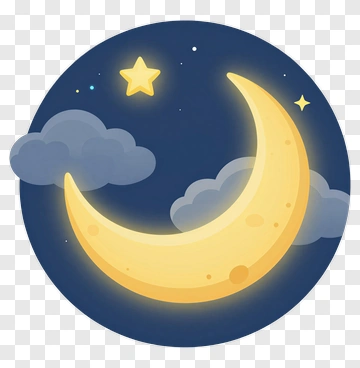 Cartoon Crescent Moon With Stars And Clouds PNG