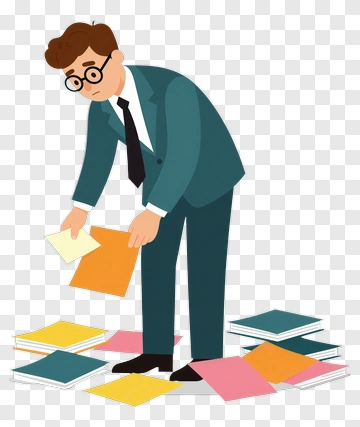 Businessman Organizing Papers PNG