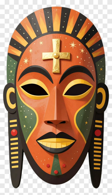 Colorful Tribal Mask With Cross Design PNG